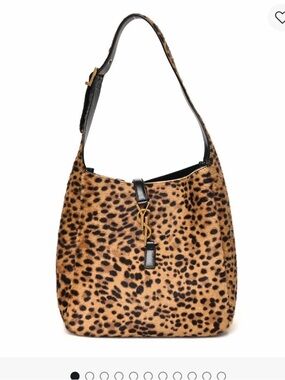 Yves Saint Laurent Leopard Print Shoulder Bag with Black Trim and Gold YSL